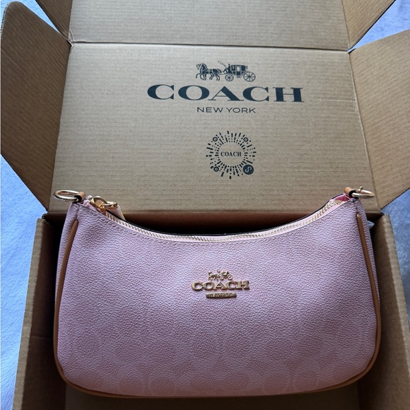 COACH Pink Pebbled Leather Shoulder Bag - Picture 2 of 3